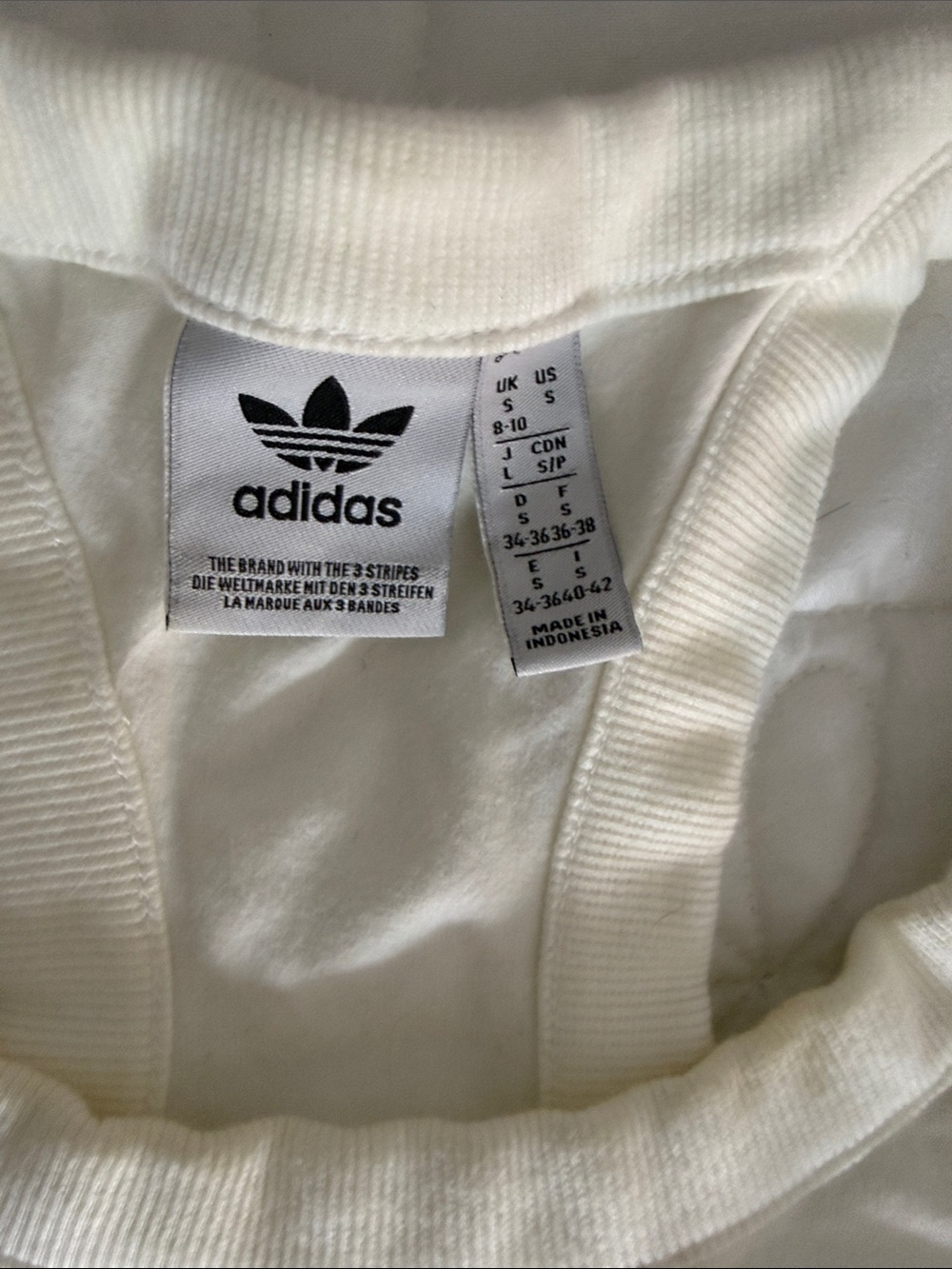 adidas White Cropped Racerback Tank with Black Accents - Picture 2 of 2